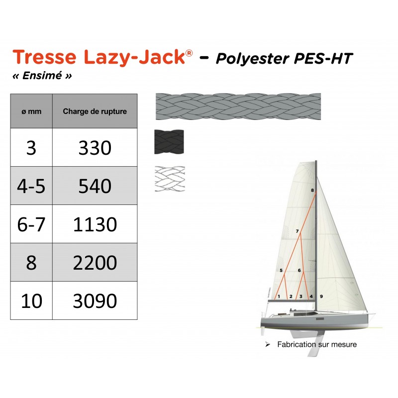 Cordage tresse Lazy-Jack Polyester HT ensimé